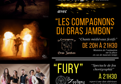 Jeudi du Bourg – concert du gras jambon + fire show – Fury – compagnie Zoolians